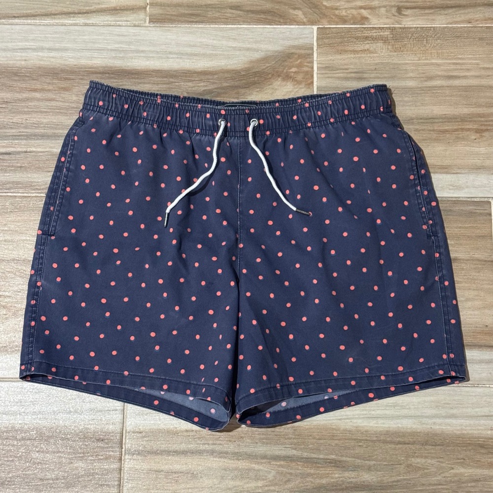 Abercrombie & Fitch Mens Navy Pink Polka Dot Stretch Swim Trunks Size M